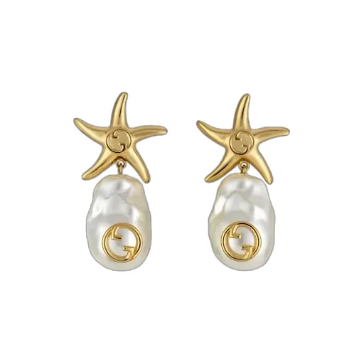 Starfish And Pearl Drop Earrings