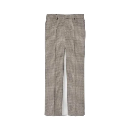 Gingham Wool Pants With Embroidery