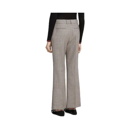 Gingham Wool Pants With Embroidery