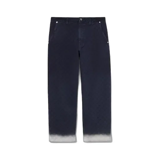 Bleached Gg Cotton Denim Jacquard Pant