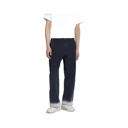 Bleached Gg Cotton Denim Jacquard Pant