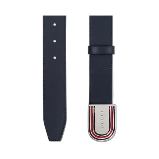 Belt With Enameled Web Detail Buckle