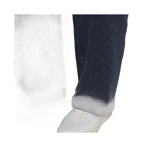 Bleached Gg Cotton Denim Jacquard Pant