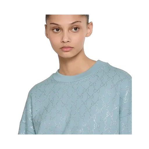 Cotton Jersey Sweatshirt With Crystals