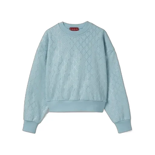 Cotton Jersey Sweatshirt With Crystals