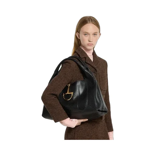 Gucci Softbit Python Maxi Shoulder Bag