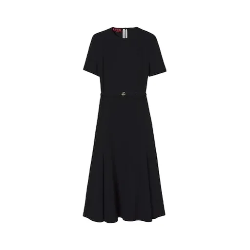 Satin Dress With Double G Belt