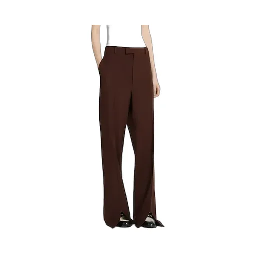 Stretch Wool Pants With Embroidery