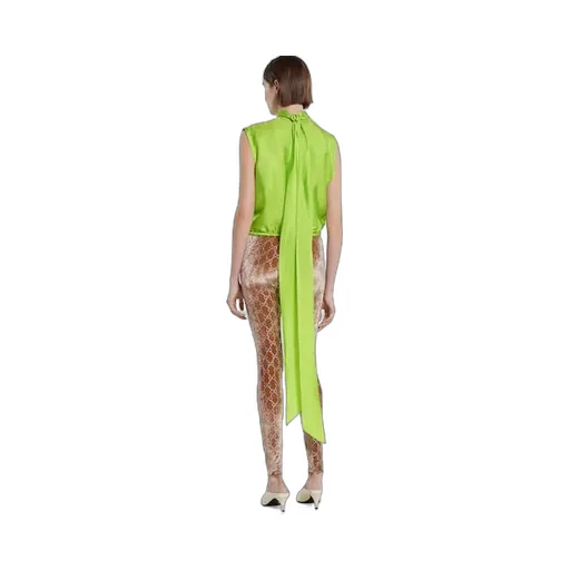 Self-Tie Neck Bow Viscose Twill Top