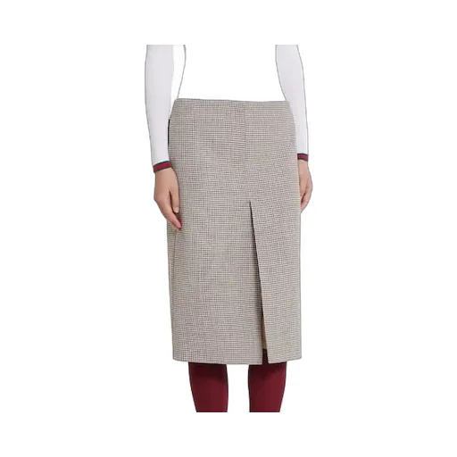 Gingham Wool Skirt With Embroidery