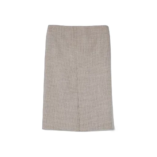 Gingham Wool Skirt With Embroidery