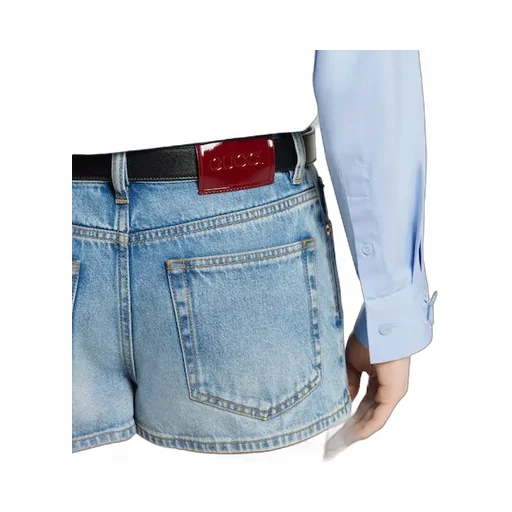 Stonewashed Denim Shorts