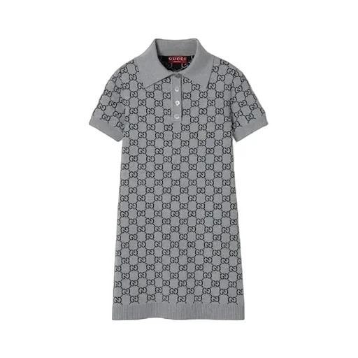 Gg Wool Jacquard Polo Dress