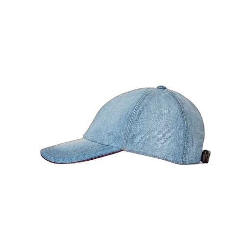 Denim Baseball Hat With Double G