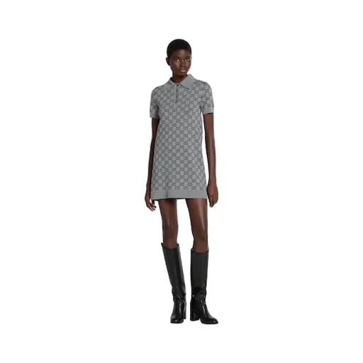 Gg Wool Jacquard Polo Dress