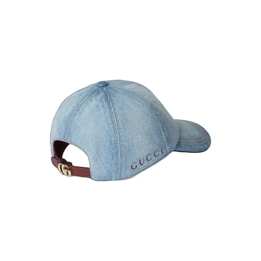 Denim Baseball Hat With Double G
