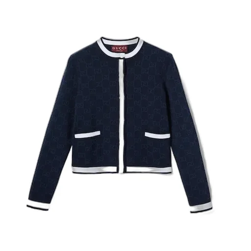 Gg Fine Cotton Jacquard Cardigan