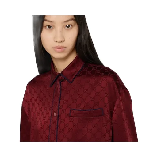 Gg Satin Shirt With Tie Waist