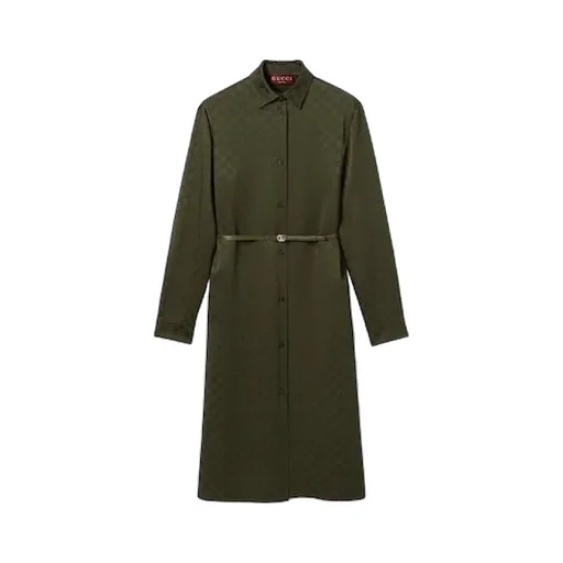 Gg Satin Shirt Dress