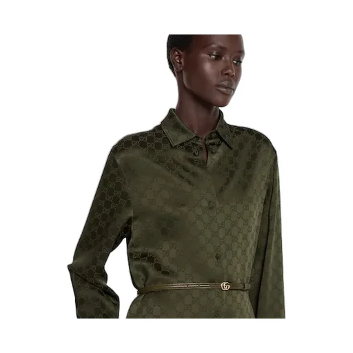 Gg Satin Shirt Dress