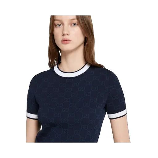 Gg Fine Cotton Jacquard Top