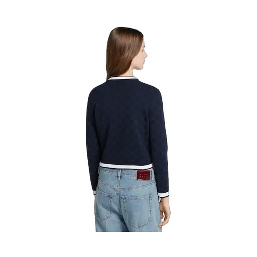 Gg Fine Cotton Jacquard Cardigan