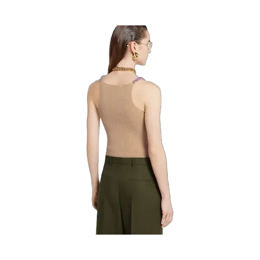 Rib Felted Wool Top With Embroidery