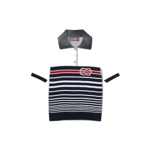 Cotton Stitch Polo Top With Intarsia