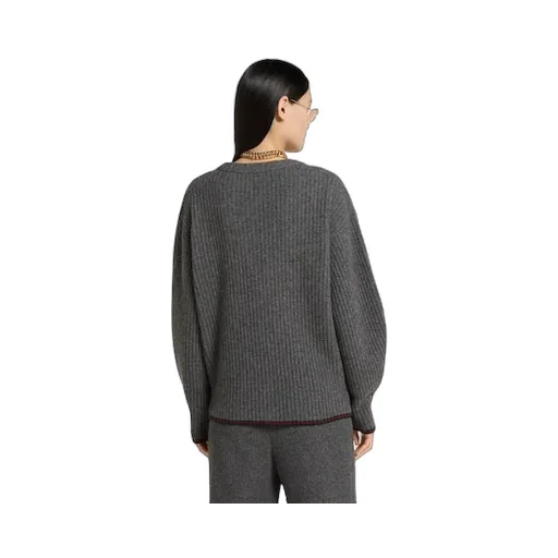 Rib Felted Wool Cardigan With Web
