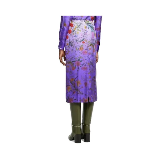 Printed Silk Twill Skirt
