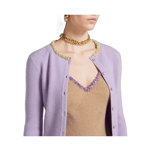 Rib Felted Wool Top With Embroidery