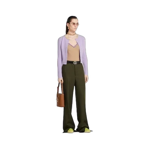 Rib Felted Wool Top With Embroidery