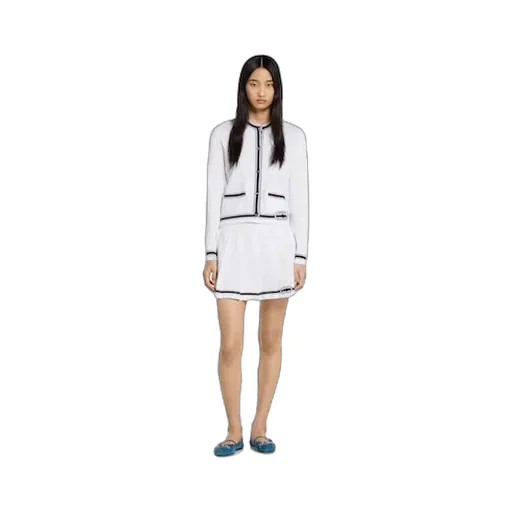 Stretch Cotton Skirt With Intarsia