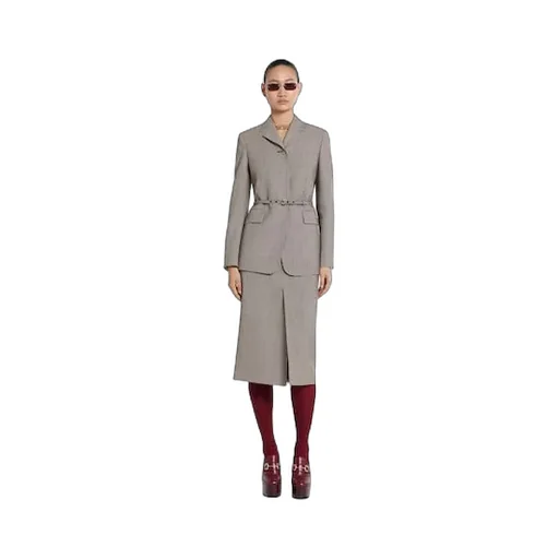 Gingham Wool Jacket With Belt