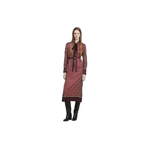 Printed Silk Twill Dress With Bow