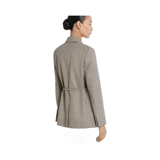 Gingham Wool Jacket With Belt