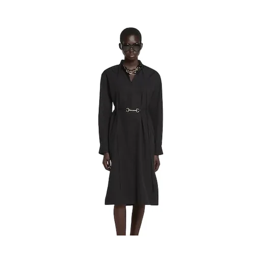 Cotton Poplin Dress With Horsebit Belt
