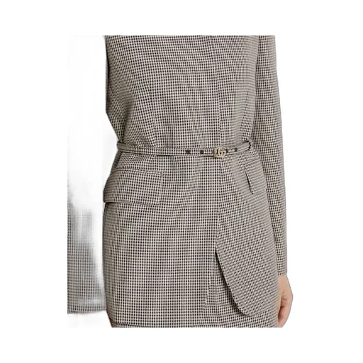 Gingham Wool Jacket With Belt