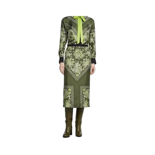 Printed Silk Twill Skirt