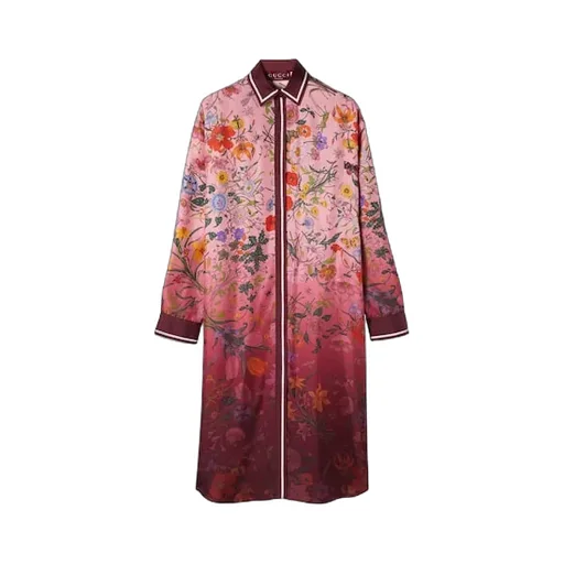 Printed Silk Twill Shirt Dress