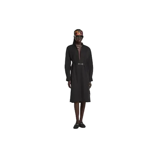 Cotton Poplin Dress With Horsebit Belt