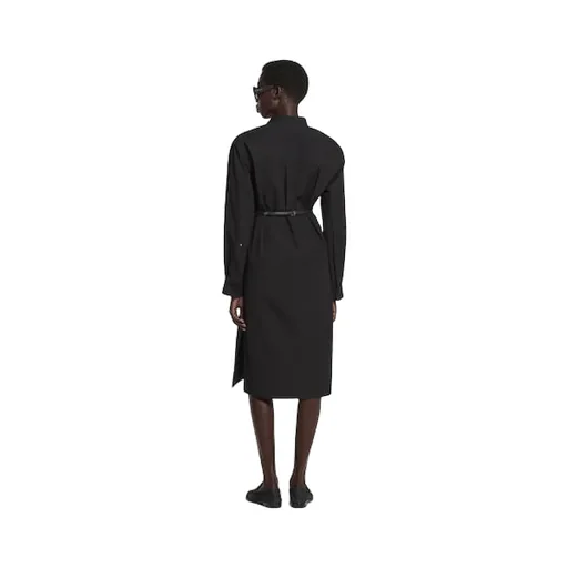 Cotton Poplin Dress With Horsebit Belt