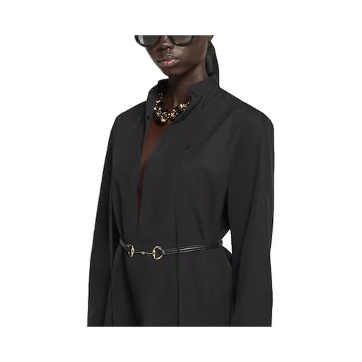 Cotton Poplin Dress With Horsebit Belt