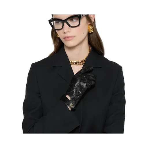 Gg Leather Gloves With Double G