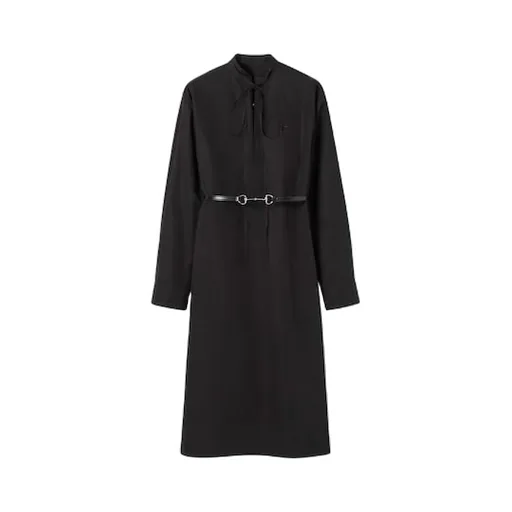 Cotton Poplin Dress With Horsebit Belt