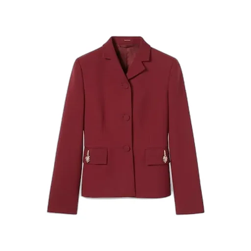 CrÊPe Wool Silk Jacket With Tiger