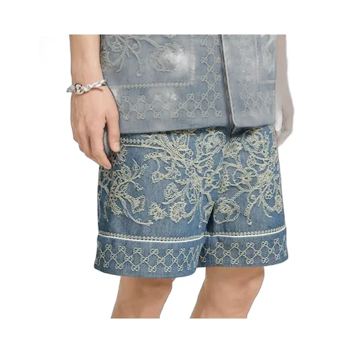 Gg Denim Jacquard Shorts