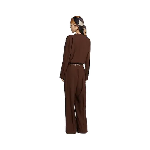 Light Wool Jumpsuit With Horsebit Belt