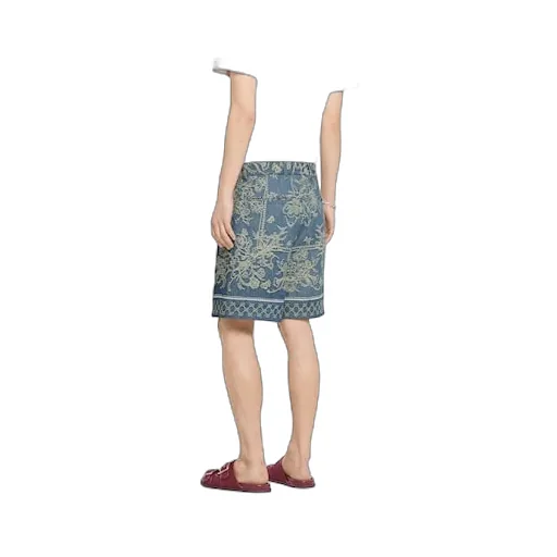 Gg Denim Jacquard Shorts