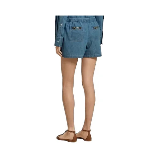 Denim Shorts With Horsebit